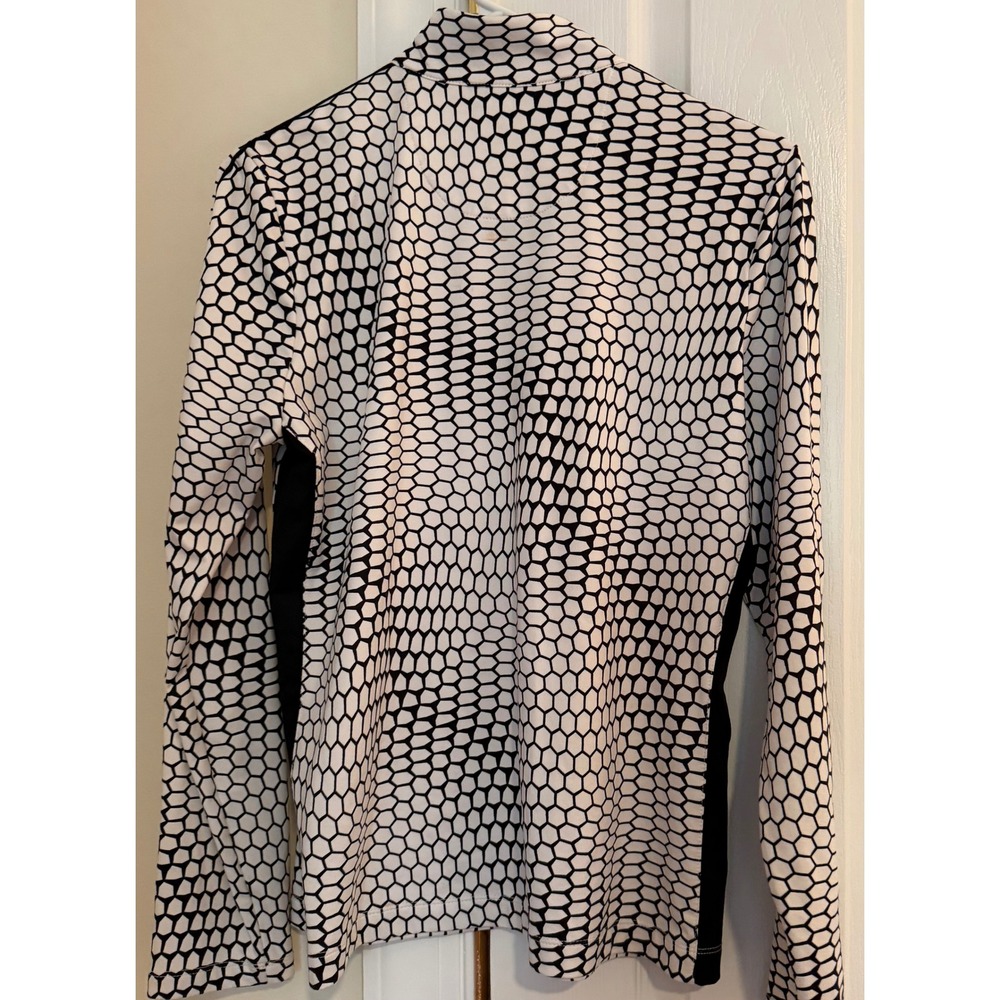 Tail White Label Womens Medium Black White Honeycomb Long Sleeve Golf Top GJ1565